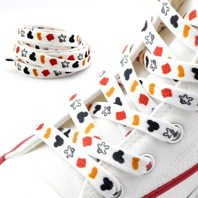 A pair of stylish white shoelaces with the motif of popular Disney characters - different variants Lucas