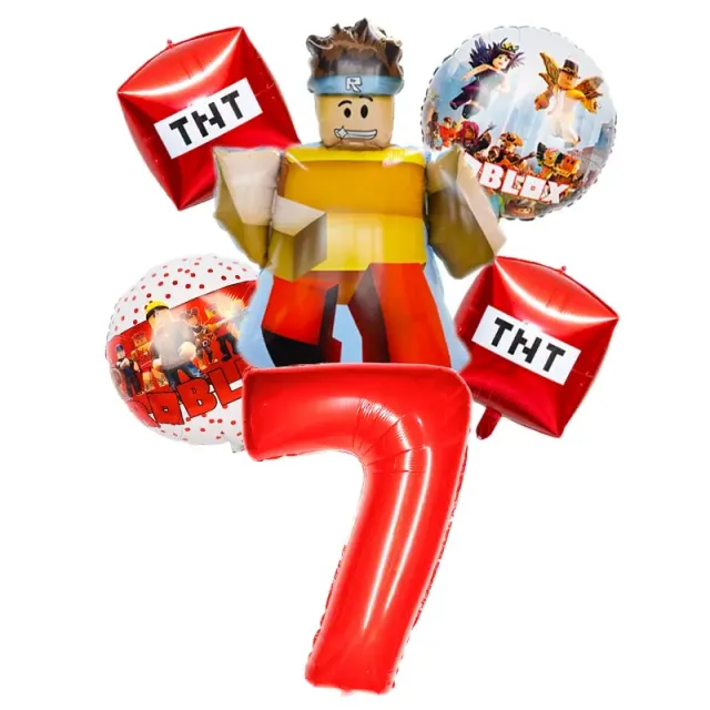 Stylish set of birthday balloons in the performance of popular characters from Minecraft