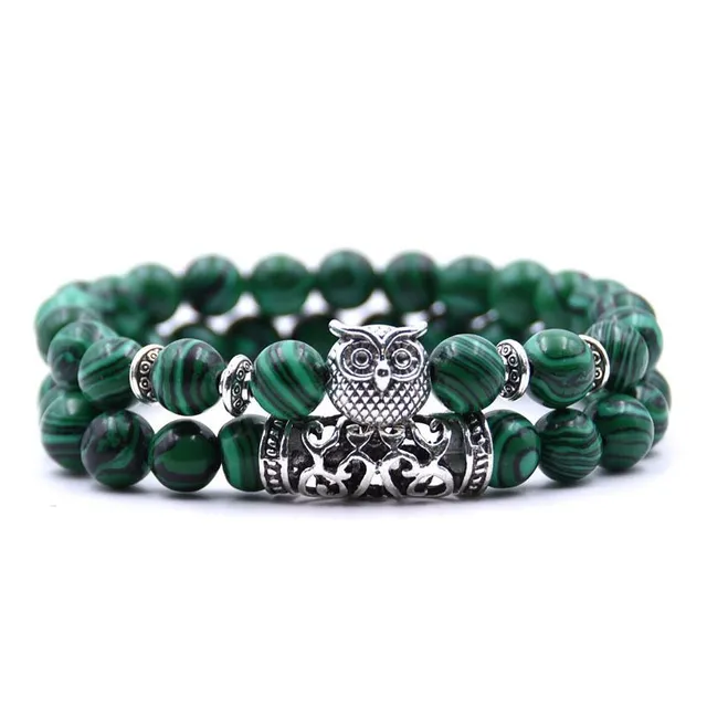 Bracelet with owl made of lava stones