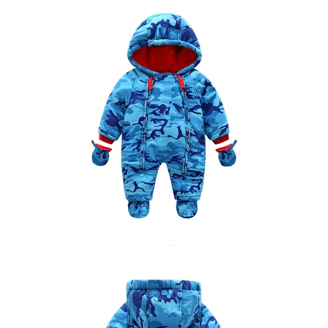 Dětské zimní dupačky pro novorozence a batolata s kapucí a rukavičkami