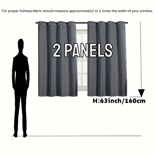 2pc Darkening Insulated Hinges Upper Hinges With Passage For Bedroom Living Room Dining Room Home Decoration