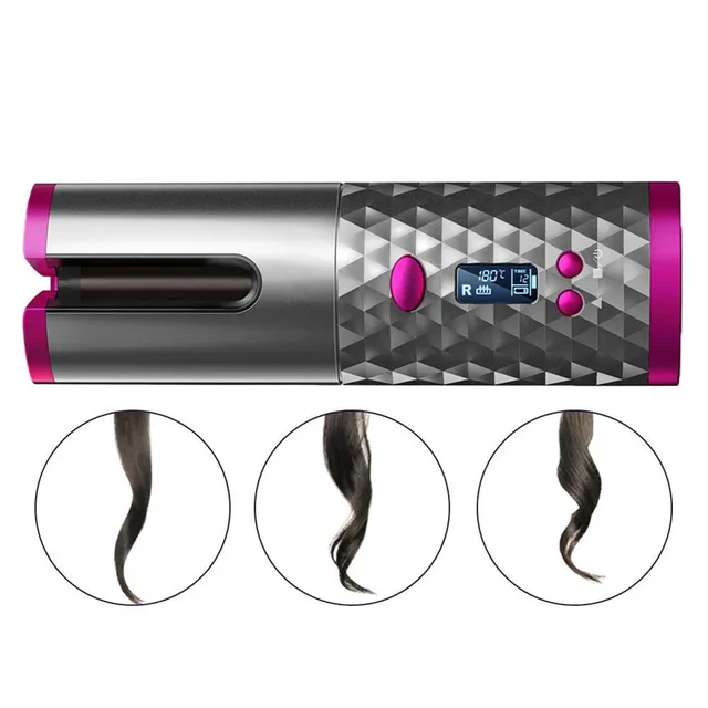 Electric rechargeable automatic hair curler with LCD display