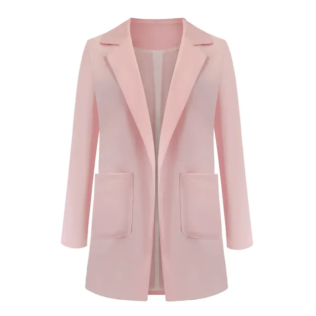 Manteau blazer oversized pour femme en une seule couleur à manches longues pour les loisirs et le bureau