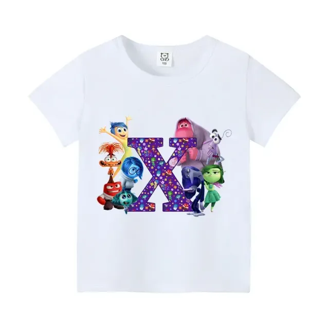 T-shirt enfant à manches courtes avec impression de lettres et personnages du film Vice-Versa 2 - Inside Out 2