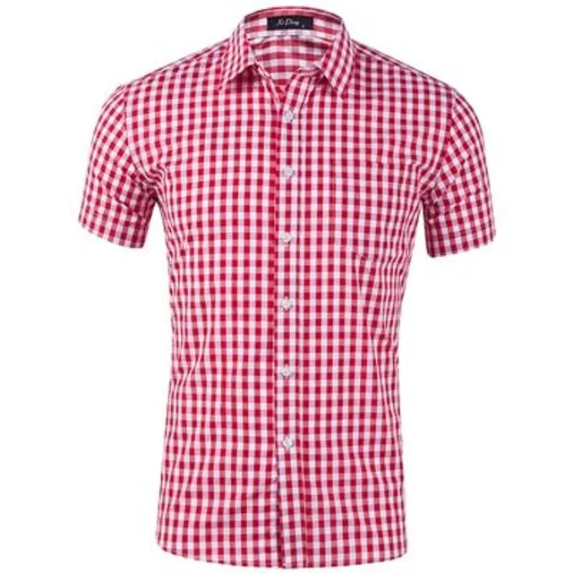 Men's two-color summer classic shirt with plaid design