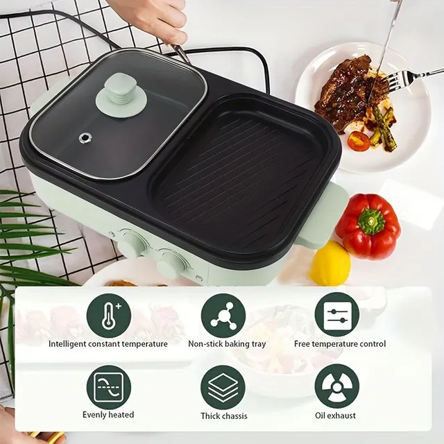 Grătar electric multifuncțional și fondue, ideal pentru BBQ, fondue și supă