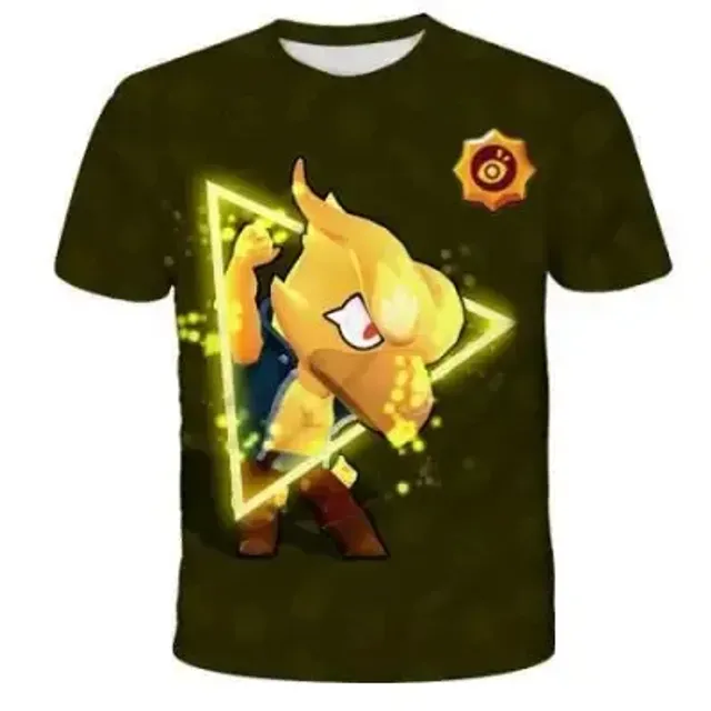 Kids short sleeve shirt with prints of popular Brawl Stars characters