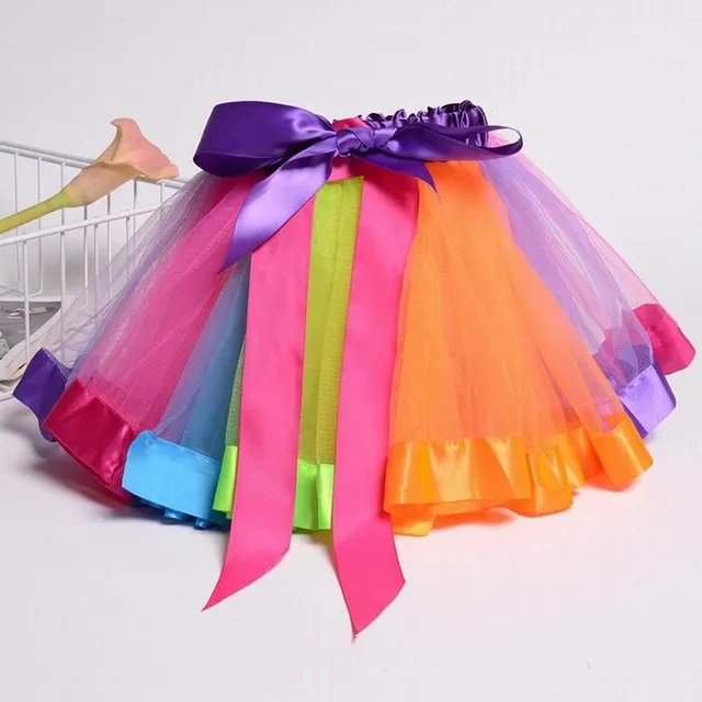 Girls Rainbow Dance Fluffy Skirt