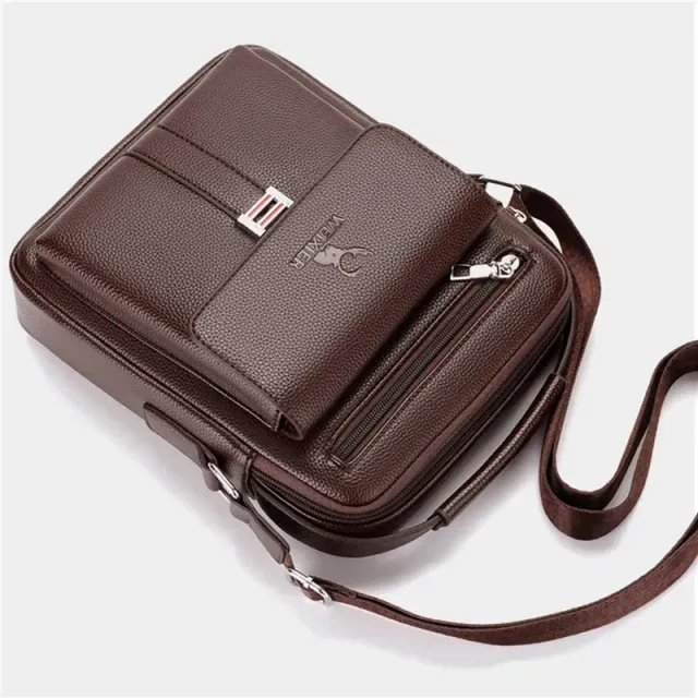 Male leather crossbody bag Messenger - vintage, waterproof, large capacity © For men