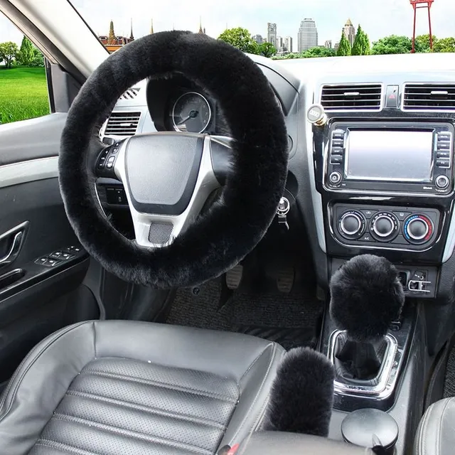 Luxusná ochranná súprava volantu, radiacej páky a brzdy z plyšového materiálu Indiana