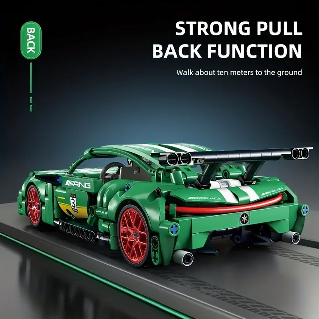 Samochód sportowy - zielony model high-tech z 456 częściami 