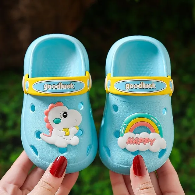 Children's perforated foam slippers with cute accessory