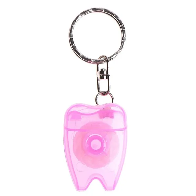 Praktický přívěsek na klíče ve tvaru zubu s dentální nití - několik barevných variant Jalil