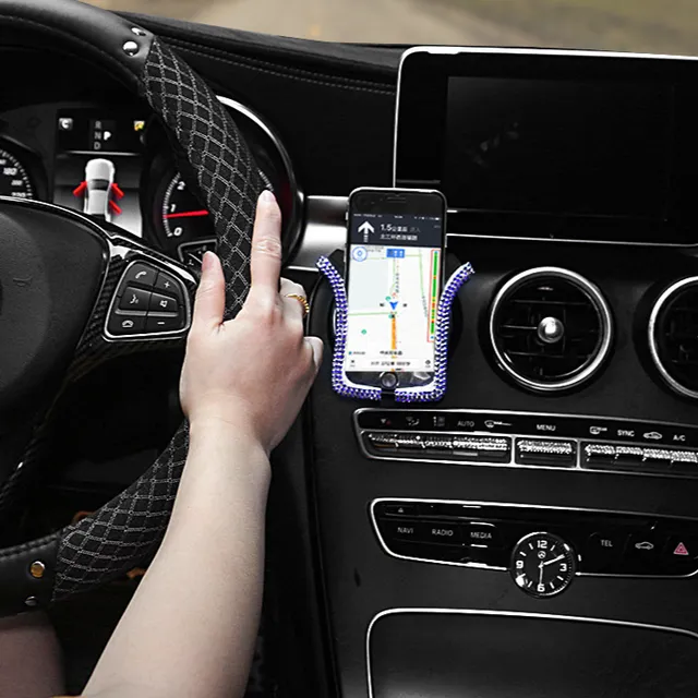 Luxusné univerzálny držiak mobilných telefónov do auta s kryštálovým zdobením