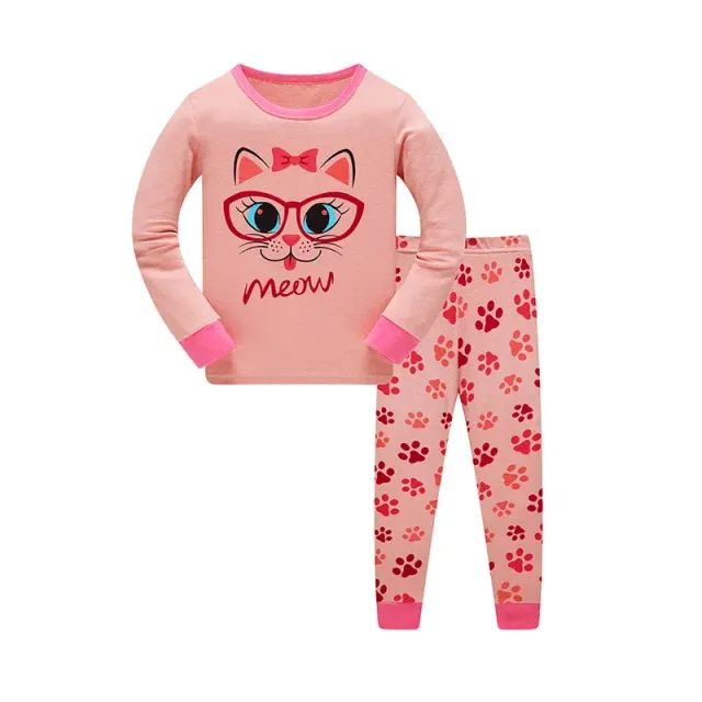 Two-piece pajamas for children with long sleeve and long pants with cheerful pictures