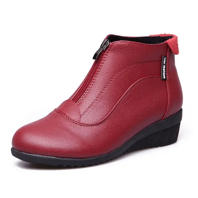 Bottines à la mode pour femmes en cuir souple avec doublure en peluche chaude, idéales pour l'hiver et confortables pour danser