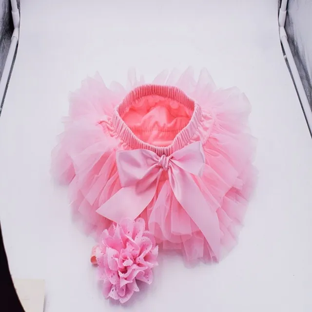 Štýlová dievčenská tylová sukňa so saténovou mašľou v sade s čelenkou - viac farebných možností Losif