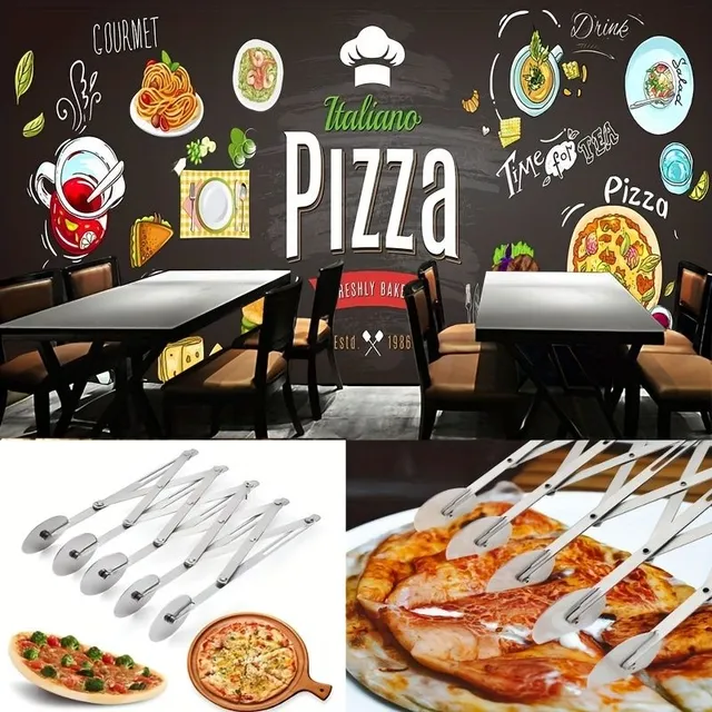 Cutter profesional pentru pizza cu cinci roți din oțel inoxidabil, tăietor de aluat ajustabil, divizor de aluat pentru pâine, cuțit pentru pizza