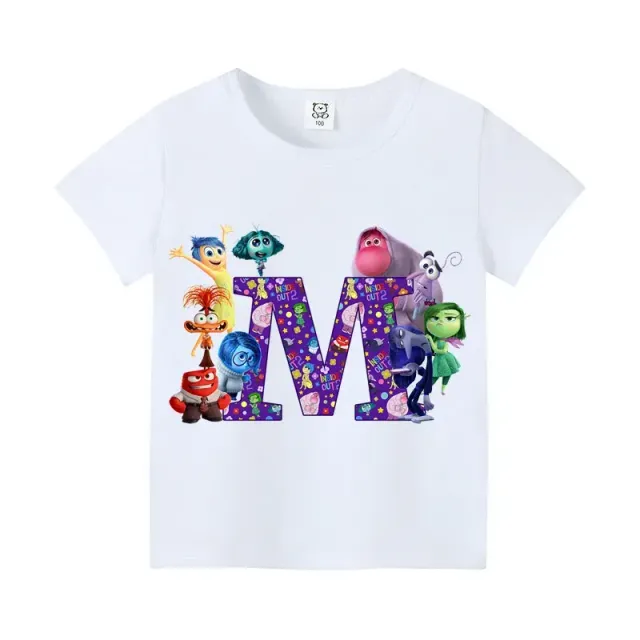 T-shirt enfant à manches courtes avec impression de lettres et personnages du film Vice-Versa 2 - Inside Out 2