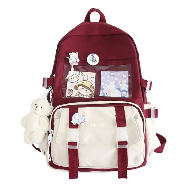 Waterproof Girls School Backpack - Kawai motif