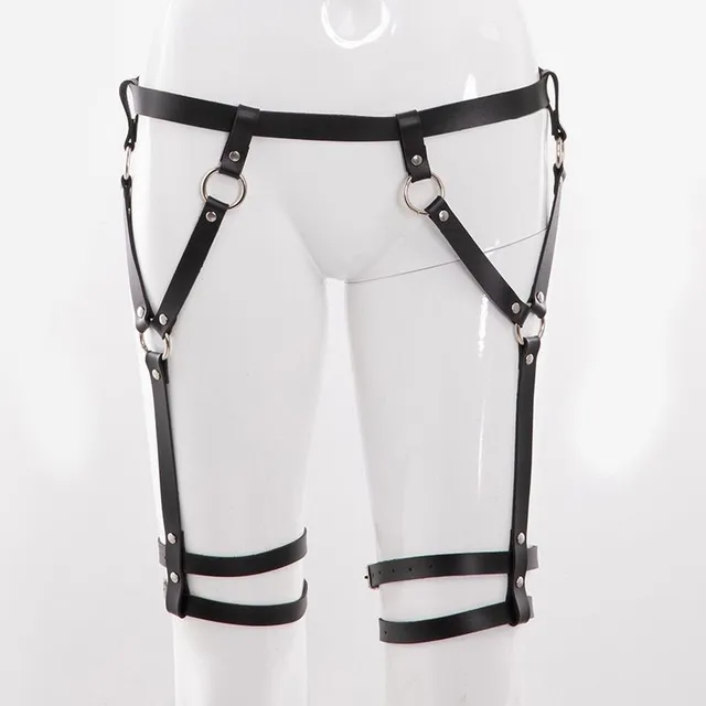 Women's leather harness with suspenders