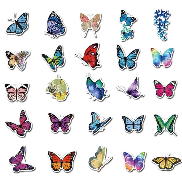 Stickers butterflies 10/30/50 pcs