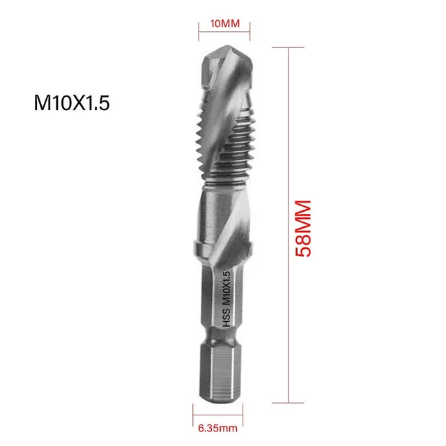 Burghiu cu impact cu șaibe hexagonale din titan HSS filet Metrice burghie cu impact Set șuruburi M3 M4 M5 M6 M8 M10 Unelte manuale