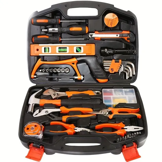 Home Tools - complete set of basic hand tools for repair with case and ratchet screwdriver