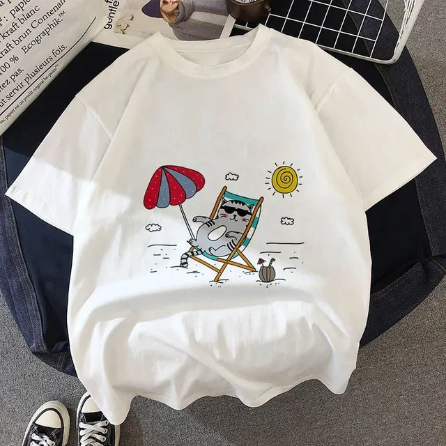 Urocza koszulka kawaii z ulubionym kotem dla dzieci
