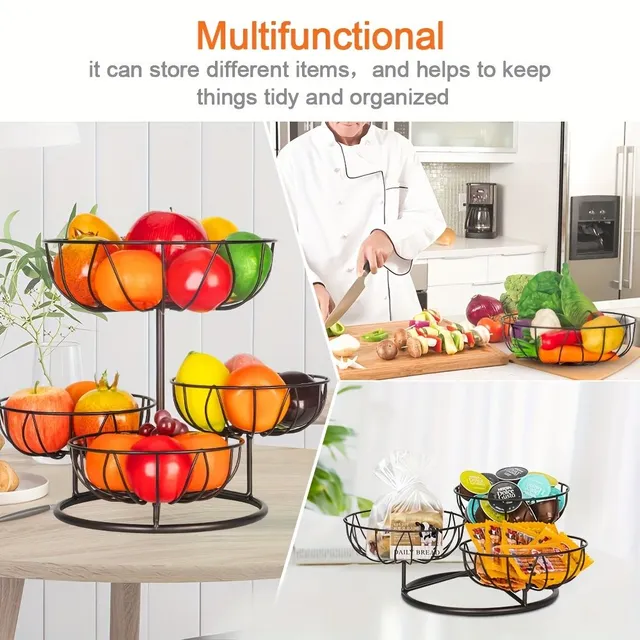 4 floor metal fruit basket for fruit and vegetables, freestanding organizer for kitchen line, decorative