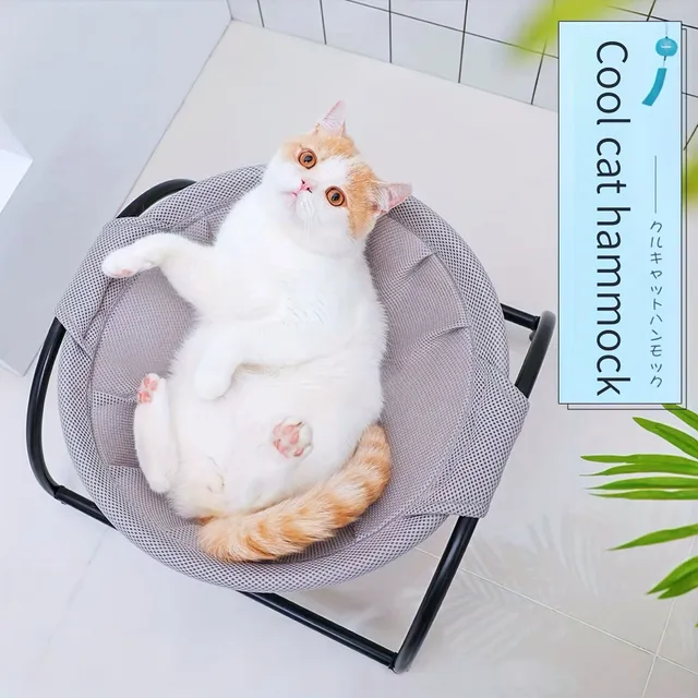 Priedušné a zvýšené lôžko pre mačky - Odnímateľná a umývateľná sieťovaná hamaka