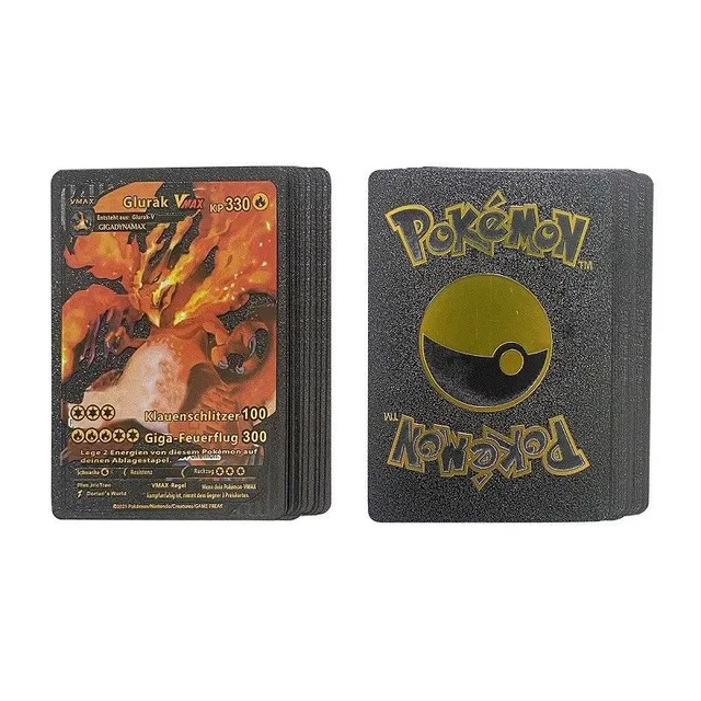 Paquet de cartes Pokémon VMax et VStar - Cartes Pokémon brillantes, cartes à collectionner, ensemble de cartes à jouer VMax en or, argent et noir, et cartes colorées VStar, 108 pièces