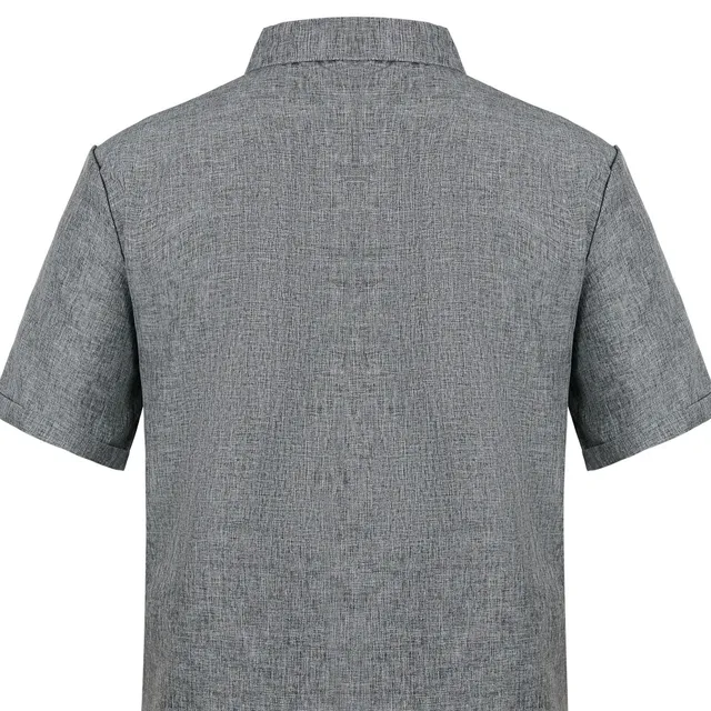 Men's stylish and casual free shirt with collar, buttons and short sleeves