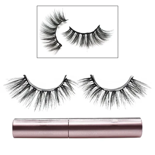 Set of a pair of magnetic false eyelashes and liquid eyeliner