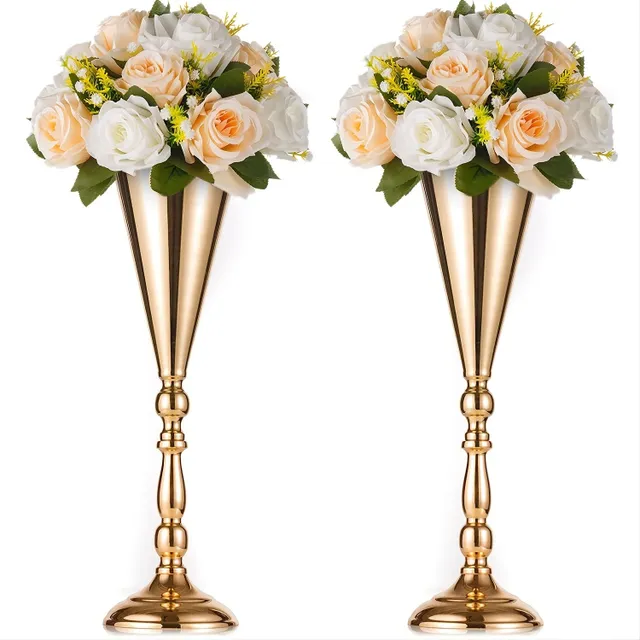 2ks, stolní kovová svatební květinová váza, stolní ozdobný střed, umělá květinová výzdoba pro oslavu výročí oslava narozenin narozeninová ulička domácí dekorace