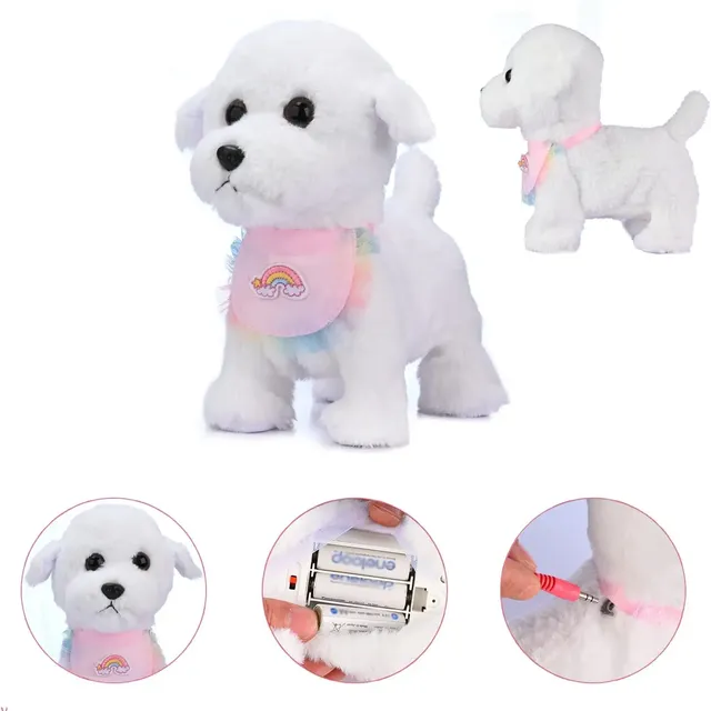 Electronic hairy dog for children - with accessories