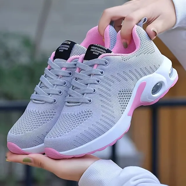 Sneakers da running da donna con mesh traspirante, ammortizzazione, allacciatura e suola antiscivolo - adatte per lo sport e il lavoro