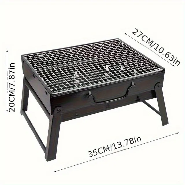 Portable folding barbecue for wood charcoal made of stainless steel - Barbecue for camping, hiking and picnic