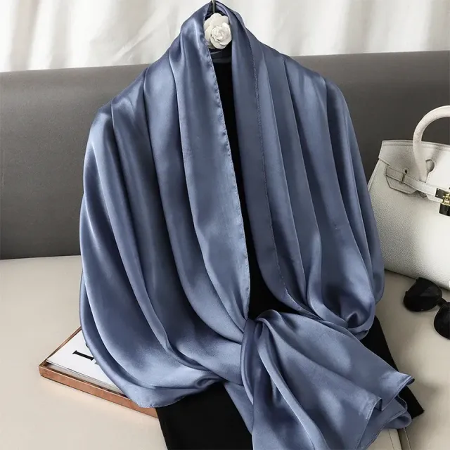 Fashionable satin scarf with a size of 90x180 cm for women