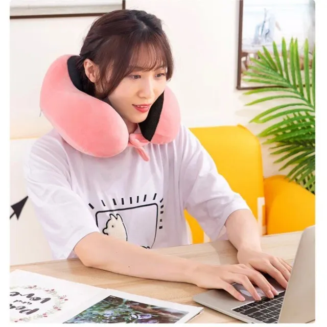 Anatomical neck cushion made of memory foam - soft travel pillow for sleeping in the plane and caring for the cervical spine