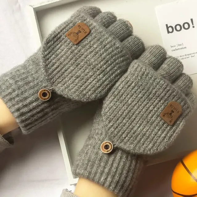 Winter knitted gloves with no fingers with touch screen function for men and women