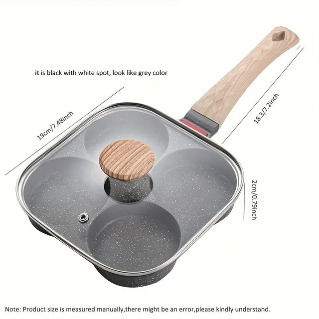 4-fold omelet pan with non-sticky surface and lid