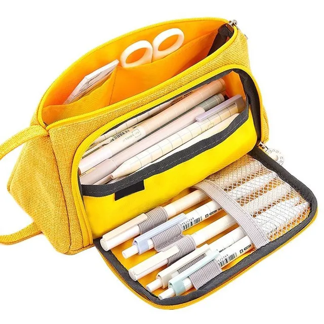 Large pencil case for school yellow