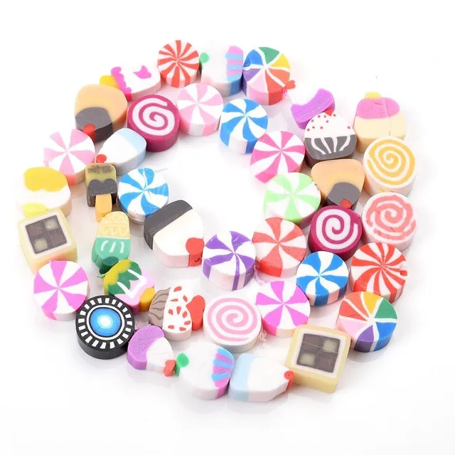 Girls coloured beads for stringing - various motifs - 100 pcs