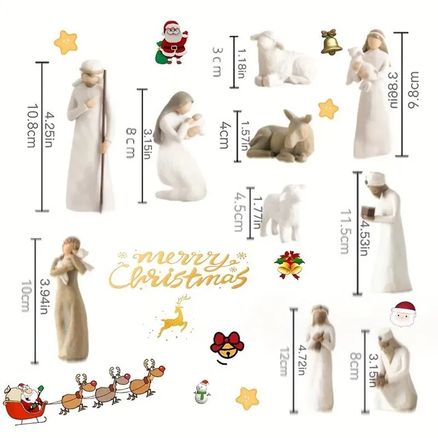 Narodeniny Betlehem - ručne maľované postavy z príbehu narodenia Pána. Krásna výzdoba na Vianoce, svadbu alebo ako darček.