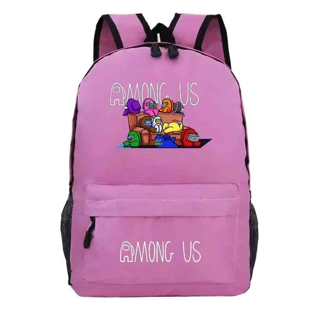 School backpack printed with Among Us characters