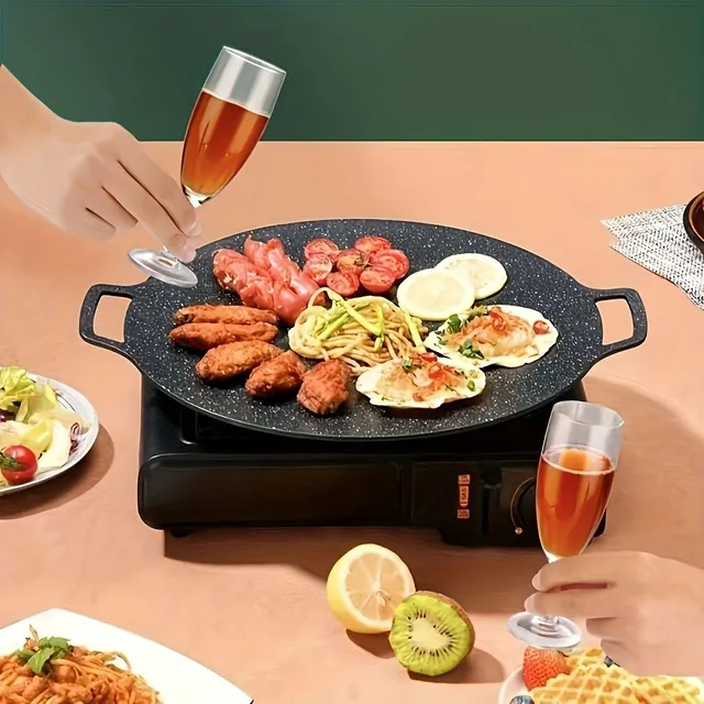 1 round grill on Korean BBQ with non-sticky surface - for domestic and outdoor use