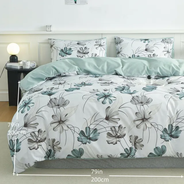 3 part sheets for duvet, floral pattern, soft and comfortable sheets