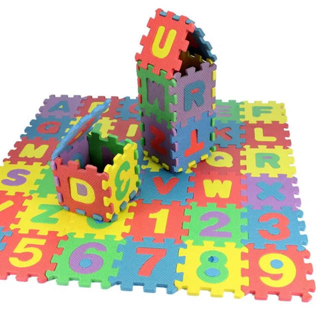 Puzzle en mousse LURECOM avec chiffres et lettres amovibles - MIX 36 pièces