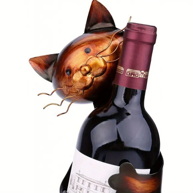 Charming feline green wine stand - elegant stand for red wine for kitchen and dining room